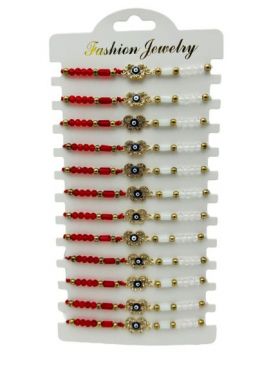 Set En-gros 12 Bratari Martisor Fluturas cu Talisman Protector, cu margele, snur reglabil