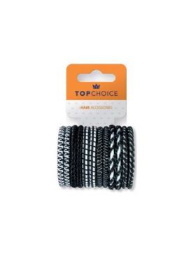 Elastic de par Top Choice, set de 12 bucati, alb-negru Engros