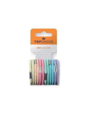 Elastic de par Top Choice, set de 12 bucati asortate, in nuante pastel Engros