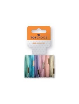 Elastic de par Top Choice, set de 24 bucati asortate, in nuante pastel Engros