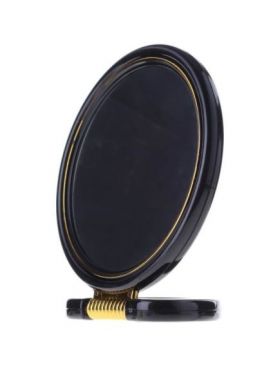 Oglinda machiaj cu lupa si picior, plastic, neagra, Top Choice 5039, 15 cm Engros
