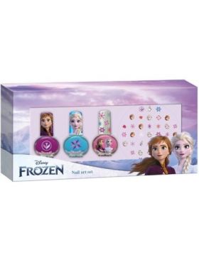 Set manichiura pentru fetite, cu 3 lacuri de unghii si modele de lipit pe unghii, Frozen Engros