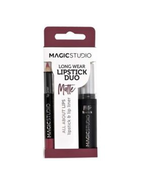 Set Perfect Lips, Ruj de buze mat si creion pentru contur asortat, Nr. 3, Dark Nude, Magic Studio Engros