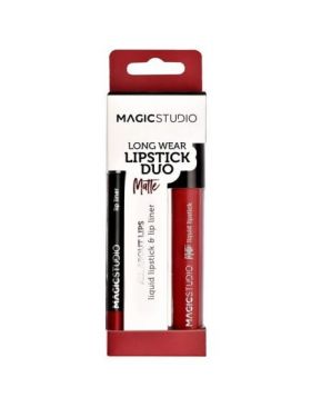 Set Perfect Lips ruj lichid mat si creion contur, Nr.3, 40's Red, Magic Studio Engros