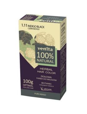 Vopsea de par bio, Nr. 1.11, Negru Indigo, 100% Natural, 100g Engros