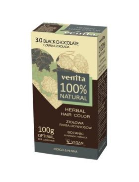 Vopsea de par bio, Nr. 3.0, Ciocolata Neagra, 100% Natural, 100g Engros