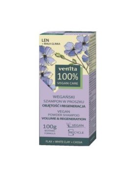 Sampon pudra pentru volum si regenerare cu extract de in, argila alba si cassia Venita, 100 g Engros