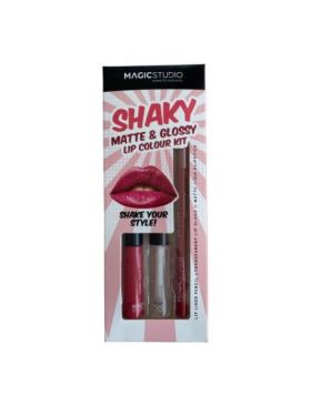 Set gloss si creion de buze Shaky, Matte & Glossy, 60749, Roz inchis, Magic Studio, 2 g Engros