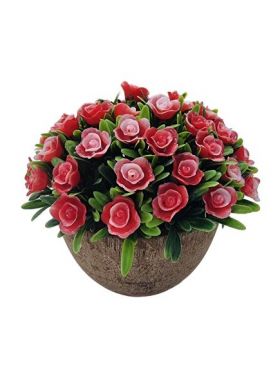 Flori artificiale engros in ghiveci boboc trandafir inchis 13 cm