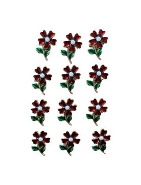 Set En-gros 12 Brose Martisor marime mica, 3.5cm, Floare Rosie