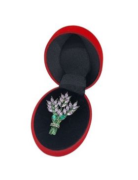Cutie de catifea engros pentru brose ovala 6.3×8.2×3.4cm set 12/buc