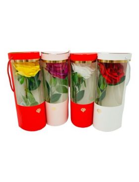 Trandafir Artificial En-gros, ambalat in cutie deosebita, 28×10×8cm, 6culori