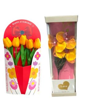 Aranjament engross floral martisor orhidee silicon + aranhament floral lalele silicon