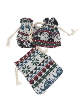 Saculet cadou textil cu imprimeu ,6.5×7.5 cm