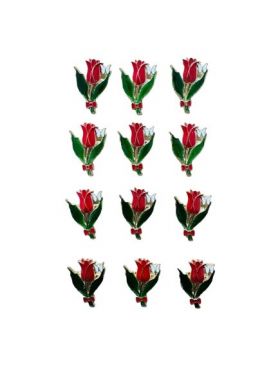 Set En-gros 12 Brose Martisor marime mica, 3.5cm, Lalea Rosie