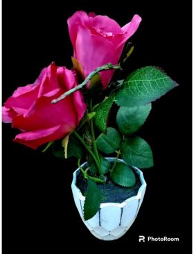 Aranjament floral ghiveci decorativ engros 28 cm roz închis
