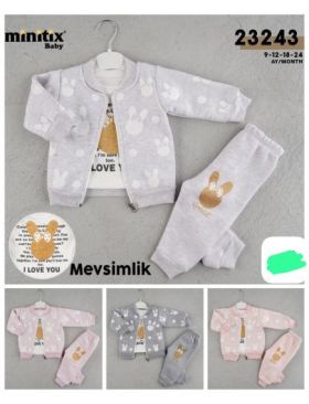 Compleu Engros pentru bebelusi, 3 piese, cu model imprimat