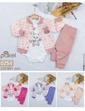 Compleu Engros pentru bebelusi, 3 piese, cu model imprimat