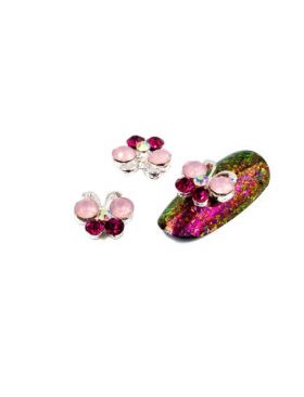 Cristale pentru unghii Fluturasi Roz Nr 64 Set 3 buc