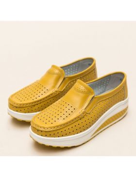 Pantofi casual Engros din piele naturala dama, Bicaz Galben