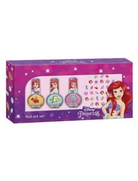 Set manichiura pentru fetite, 3 lacuri de unghii si modele de lipit pe unghii, Disney Little Mermaid 1669 Engros