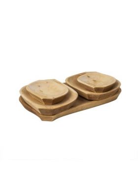 Set 5 platouri din lemn pentru servire, 37x23x2.5cm / 1464 Engros