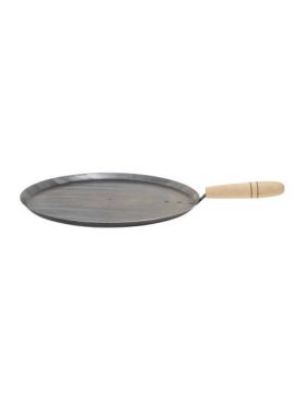 Tava rotunda pentru copt legume, diametru 30 cm, cu maner lemn / 3890 Engros