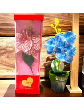 Set:Aranjament engross floral martisor orhidee silicon + ghiveci orhidee