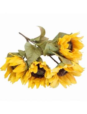 Floarea soarelui cu aspect natural si sclipici buchet artificial 5 capete