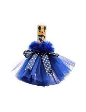 Lumanare botez Mickey Mouse tulle albastru, en-gros