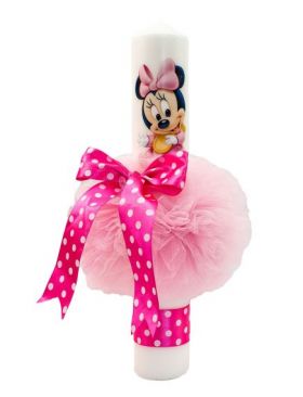 Lumanare botez Minnie, culoare roz, en-gros