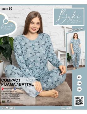 Pijamale Dama Battal Compact Penye Baki 30 Engros