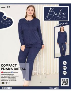 Pijamale Dama Battal Compact Penye Baki 52 Engros