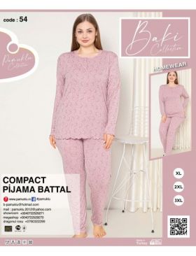 Pijamale Dama Battal Compact Penye Baki 54 Engros