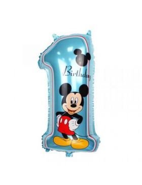 Balon folie Mickey Mouse , Cifra 1 , 70 x 35 cm , Engros