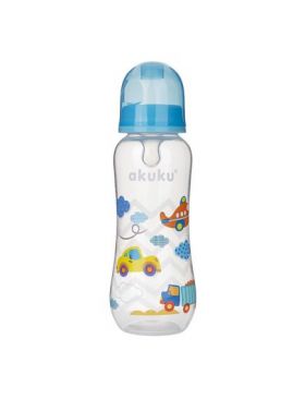 Biberon cu tetina din silicon Akuku, 250 ml, 0+, Albastru Engros