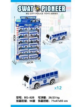 Set 12 autobuze de politie Swat Pioneer, 40×22×3.5cm, alb-albastru, +3ani, en-gros