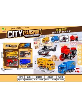 Set 4 vehicule City Transporter, 28×23.5×4.5cm, multicolor, +3ani, en-gros