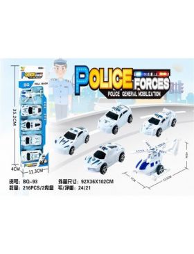 Set 5 vehicule Police Forces, pull-back action, 32.5×11.3×4cm, en-gros