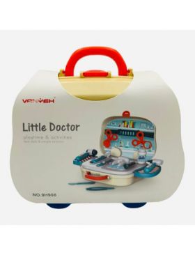 Gentuta din plastic pentru copii, stil valiza cu roti, cu accesorii medicale, Little Doctor, 26×24×9cm, +3ani, en-gros