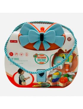 Gentuta din plastic pentru fetite, cu alimente si accesorii pentru picnic, Outdor Picnic, multicolor, 21×18×9cm, +3ani, en-gros