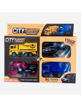 Set 4 vehicule City Transporter, 28×18×4.5cm, multicolor, +3ani, en-gros
