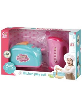 Set cu Prajitor de paine si Cana Fierbator de jucarie, cu sunete si lumini, Kitchen play Set, multicolor,+3ani, en-gros