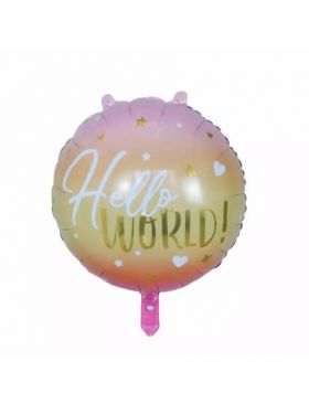 Balon folie rotind 45 cm Hello World Girl Engros Engros