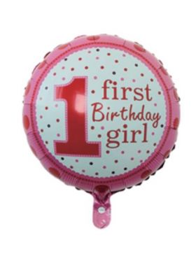 Balon folie rotund 45 cm First Birthday Girl Engros Engros