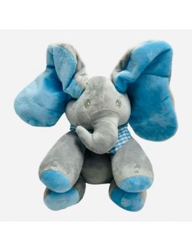 Elefant interactiv din plus, vorbeste, canta, isi misca urechile, Gri+Albastru, 28×18cm, +3ani, en-gros