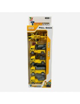 Set 5 vehicule de constructii, Truck Team, pull-back action, 30×11×4cm, multicolor, +3ani, en-gros