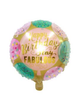 Balon folie rotund, print Happy Birthday, 45 cm, Engros