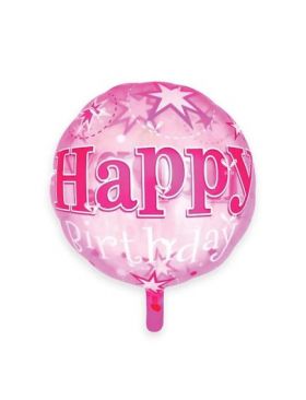 Balon folie rotund, print Happy Birthday, 45 cm, Engros