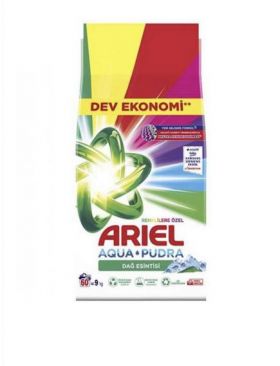 Detergent de rufe Engro, automat, Ariel Mountain Breeze AquaPudra, 60 spalari, 9Kg